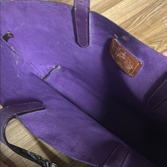 Coach Tote Bag in Purple and Green with Floral Pattern - Picture 3 of 4